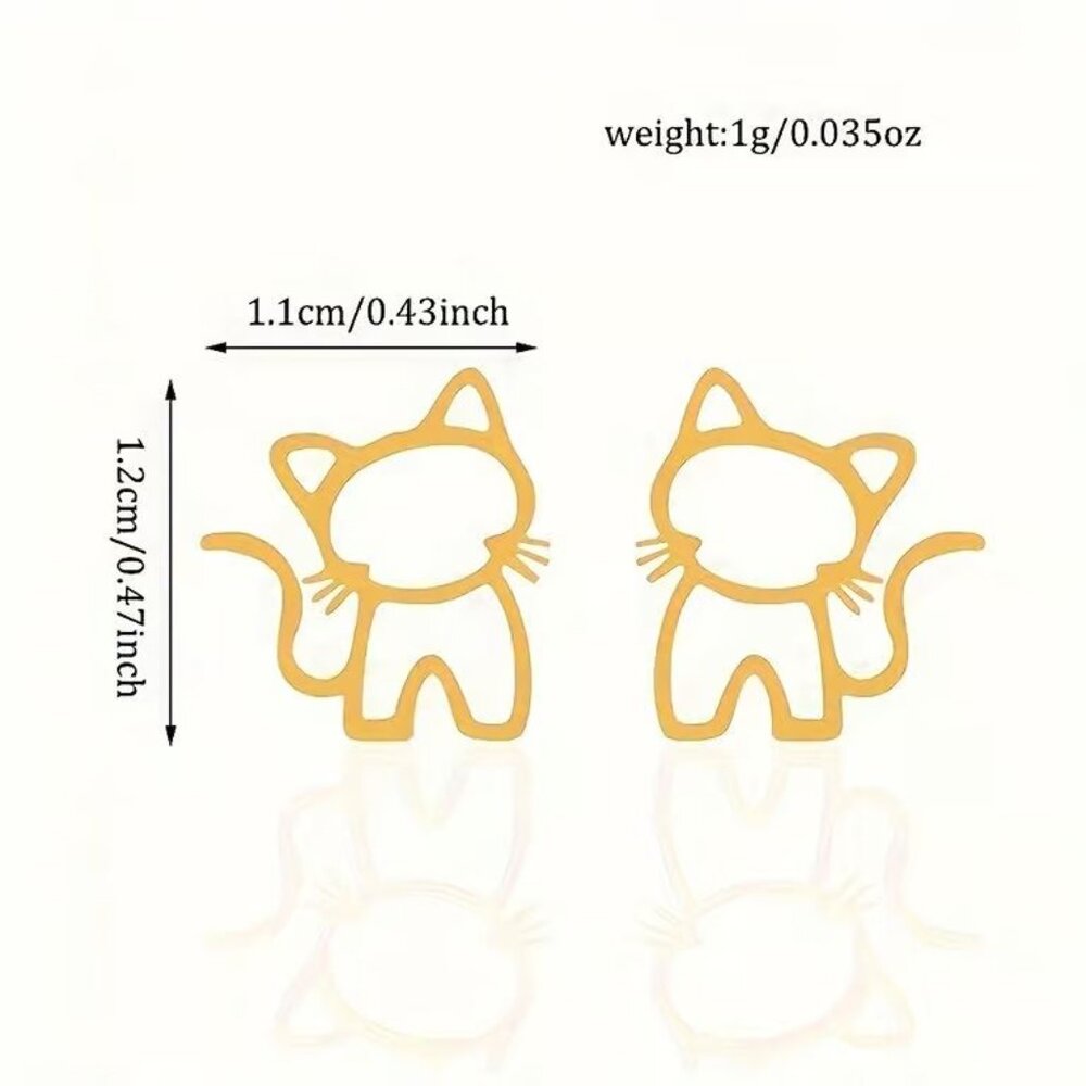 Gold Stainless Steel KITTY CAT Stud Earrings - Picture 3 of 3